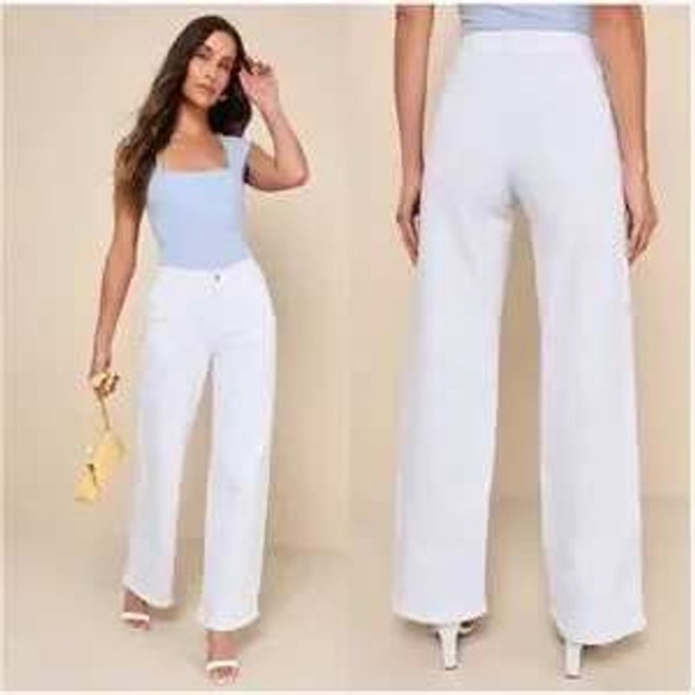 Vervet Olivia Jeans Womens 24 Wide Leg High Rise White Denim NWT